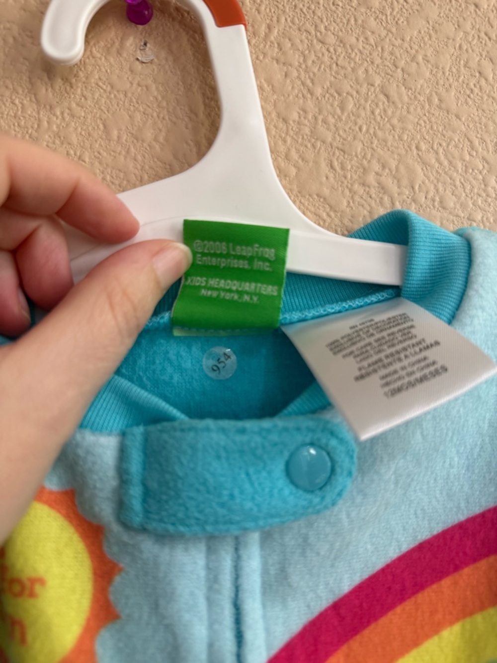 Vintage Leap Frog One-Piece Fleece Pajamas-12 month - Picture 4 of 4